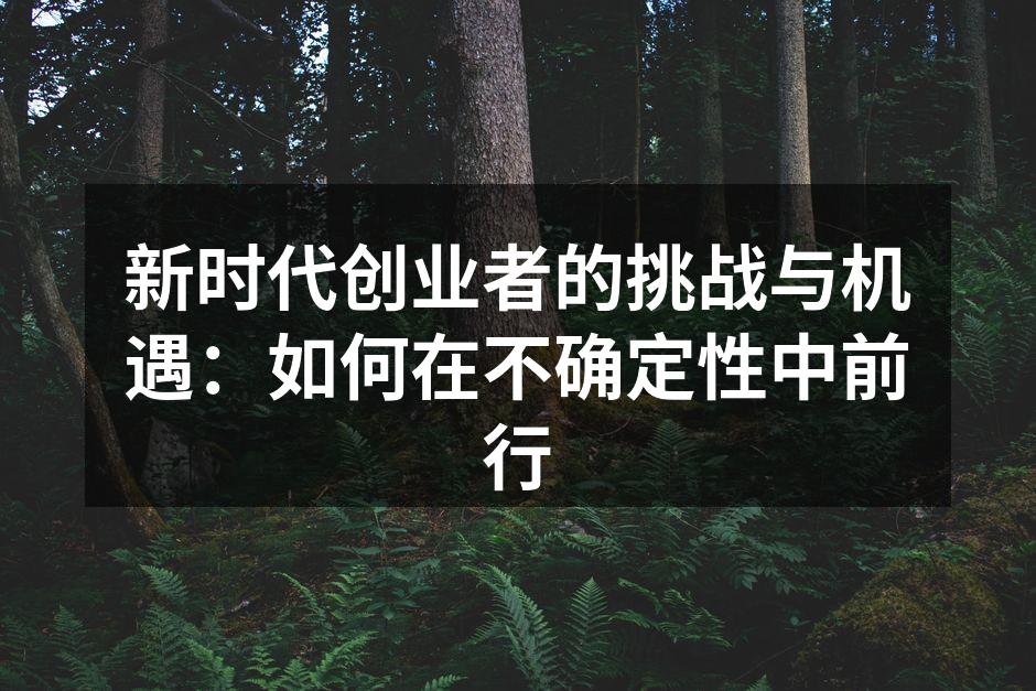 新时代创业者的挑战与机遇：如何在不确定性中前行